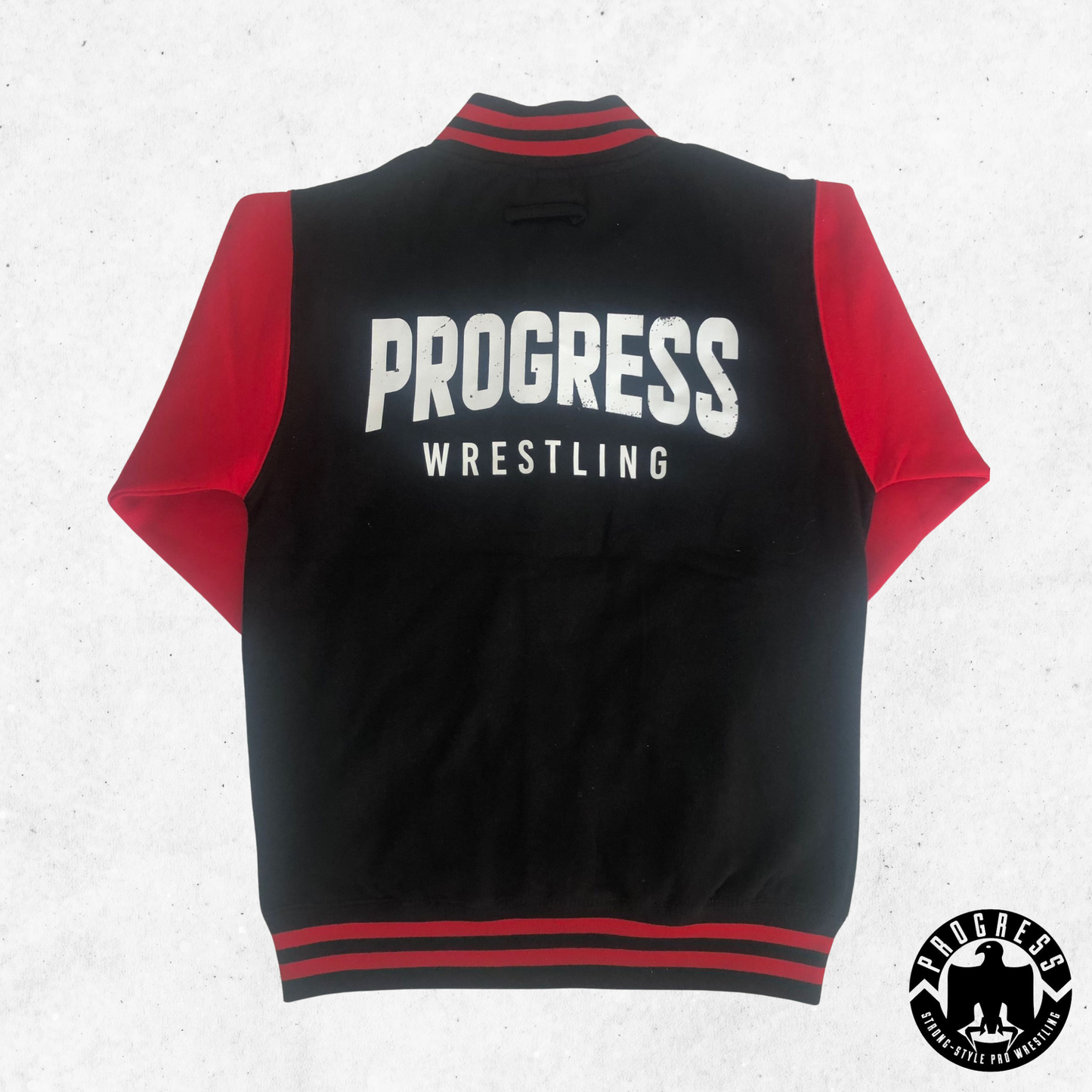 progress wrestling jacket red and black varsity back